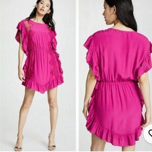 IRO NWT $425 Zestful Lace Trim Mini Dress Fuschia size 36